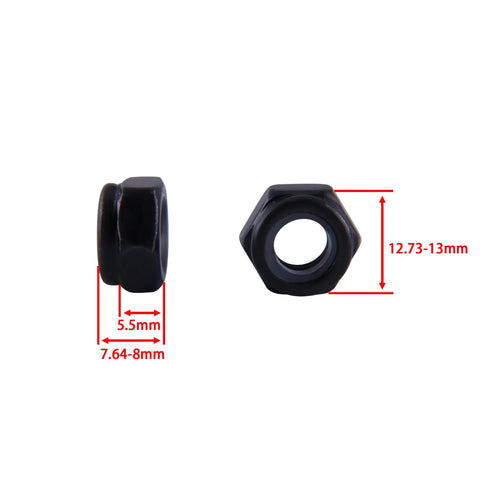 Solid Grip 30 Pack M8 Nylon Insert Lock Nuts, black zinc plated steel, 12.73-13mm size for durable metal builds.