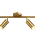 Mid Century Modern 2 Light LED Track Lighting Kit With Dual Way Operation Gold Flush Mount Ceiling Spotlight In Brushed Brass