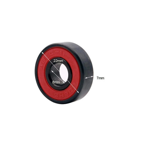 Z-First 608RS hybrid ceramic bearing, black outer race with red inner ring, 22mm outer diameter, 8mm bore, 7mm width.