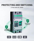 160 Amp 2 Pole DC Circuit Breaker For Off Grid Solar System Molded Case with overload and short-circuit protection