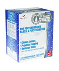 Front view of a Radians LCD100 Lens Cleaning Towelettes box for polycarbonate, glass, and plastic lenses; 100 pre-moistened wipes.