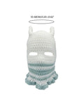 Knitted Full Face Ski Mask Balaclava For Winter Outdoor Gear in white and blue polyester wool, size 55-60cm, showing eye holes