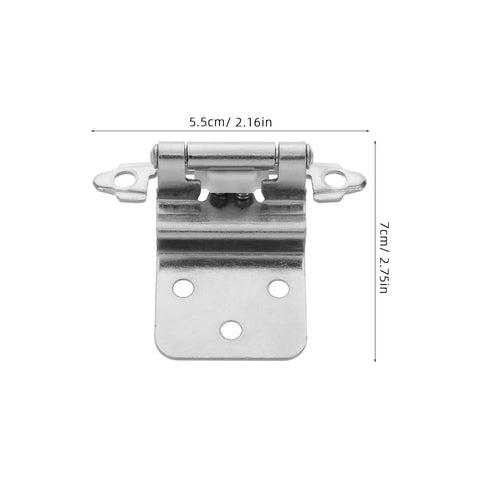 8 Pack White Nickel Self Closing Inset Cabinet Door Hinges, Flush Mount Hidden Hardware front view with dimensions