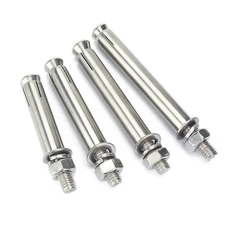4 stainless steel bolts with hex nuts and washers for concrete sleeve anchors, 8 Piece M6x50mm External Hex Expansion Bolts 304 Stainless Steel With Nuts And Washers For Concrete Sleeve Anchors Pool Safety Cover Anchoring Rust Resistant Expansion Screws Ideal For Concrete Or Masonry Projects And Easy Installation.
