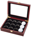 12 Hole Golf Ball Display Case Wood Box Must Have For Safe Golf Gear Storage And Showcasing Your Collection With A Clear Window And Hidden Cabinet