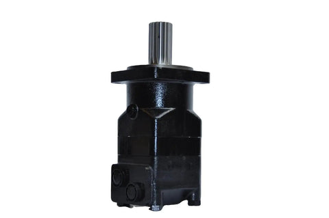 Built Tough Valved Pump Hydraulic Linear Actuator Packed With Snappy Solenoid Valve Hub Gear AC Motors And Rock Solid Pneumatic Cylinder Check Motor Bm2 Bmr Omr Units side view of a black hydraulic actuator.