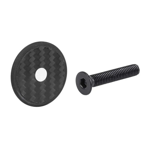 Fresh Carbon Fiber Bike Stem Headset Top Cap Hardware Kit With Hex Bolts, includes black cap and screw details.