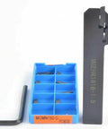 External Grooving Turning Tool Holder Kit With MGMN150-G Carbide Inserts, 100mm Shank, 16mm Diameter, Wrench, 10 PC Inserts Pack