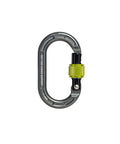 Compact Micro Carabiner With Screw Lock Gate For Arborists And SRS Climbing, Ultralight 7075 Aluminum, side view with green lock