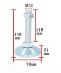 Rock Solid Adjustable Leveling Feet Crafted From Reinforced Carbon Steel For Heavy Cabinetry And Shop Gear Rapid Twist Mechanism M12 support.