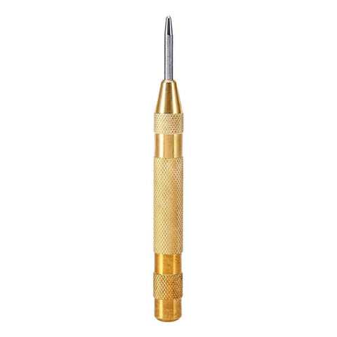 Automatic Center Punch Tool With HSS Tip Spring Loaded Brass Body No Hammer Needed For Precise Marking In Wood And Metal