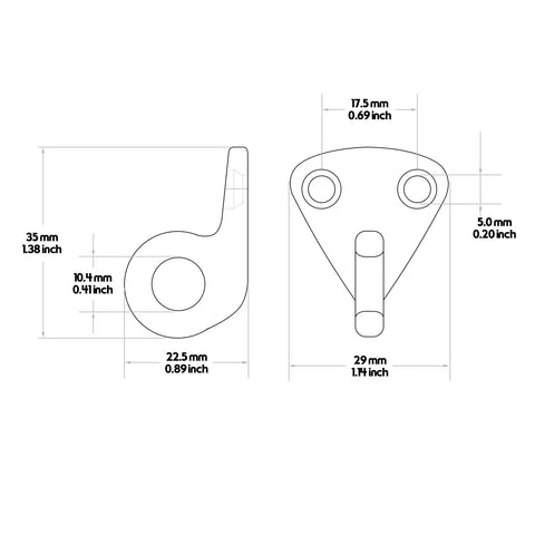 Top Shelf Heavy Hitter Stainless Steel Pad Eye Hooks Marine Grade Wall Mount Coat Hanger Screw Down Fender Hardware For Outdoor Rust Proof Rock Solid Grip 4 Pack specifications drawing with dimensions shown.