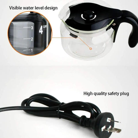 Kickstart Your Grind With This Top Shelf Bean To Cup Coffee Maker showing a glass carafe with visible water level and safety plug.