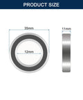 Front and side views of HiPicco 6202-12-2RS deep groove ball bearing, 12mm bore, 35mm OD, 11mm width, double rubber seals