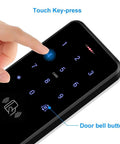 Hand using Outdoor Door Access Control System Kit IP68 Waterproof RFID Keypad Card Reader with touch key-press and doorbell button