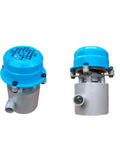 Portable 110V 1000W Small Hydro Generator Turbine for home and outdoor river use, silver body with blue top, front and side view.