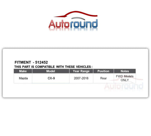Rear Wheel Bearing And Hub Assembly For 2007 2016 Mazda CX-9 FWD With 5 Lug And ABS compatibility chart with part number 512452