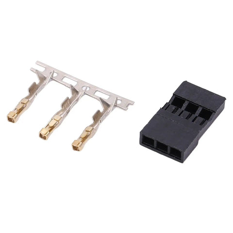 JR Connector Kit 11.010 100 Pieces Gold Plated Pins with black ABS housing for electronic equipment and model aircraft.