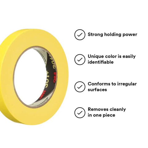 Pro Grade Industrial Masking Tape Bright Yellow 18 Mm By 55 M High Performance Holding For Automotive And Specialty Vehicle