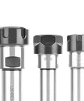 Heavy Duty Er Collet Chuck Straight Shank Extension Rod For Cnc Machining And Metalworking Up To 30K Rpm in a trio showing heads.