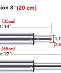 Workhorse Gas Lift Cylinder For Office Chairs And Stools, Adjustable From 14 To 22 Inches With An 8 Inch Stroke, dimensions shown