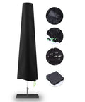 Heavy-Duty Waterproof Patio Umbrella Cover With Zipper Fits 7ft To 11ft Outdoor Parasol Umbrellas Black, 420D Polyester