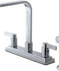 Nuvofusion Euro High Rise Kitchen Faucet With Sprayer, Polished Chrome, heavy-duty brass, 1.8 GPM, high-arc design.