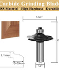 Four Piece Edging Router Bit Set For Woodworking With Cabinet Door Edges Includes Thumbnail Bit Two Edging Bits And Round Over Bit One Half Inch Shanks Compatible MDF Solid Wood Particle Board And Plywood; carbide grinding blade HSS 1/2 in shank, 1-3/4 in x 2-3/8 in