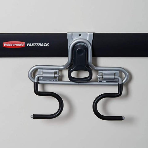 FastTrack Wall Double S Hook Garage Organizer Set, 2 Pack For Hand Tools mounted on wall with soft grip and easy snap-in.