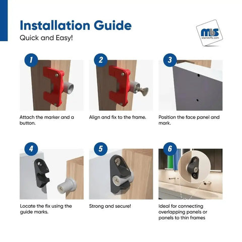 Type 2 Compact Drop Down Fix For 90 Degree Panel Connection installation steps on thin panels for ADA access, 50 sets included.