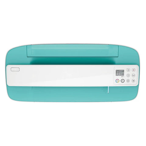 Top view of Certified Refurbished DeskJet 3755 Compact Wireless All In One Color Printer With Instant Ink Ready Utility And Alexa Sync Capability.