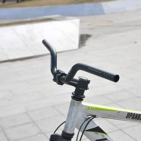 Aluminum 25.4mm Handlebar Riser 80mm Rise, 520mm Long For Fixed Gear And Road Bikes, Black Finish Installed on Bicycle