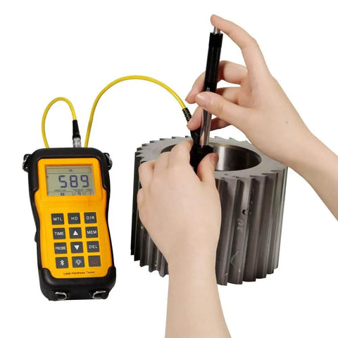 Portable Leeb Hardness Tester LM100 With D Type Impact Device And D Test Block, Measures HB HRC HRB HV HS HL And Sigma B, Easy One Click Conversion, USB Data View Software, 100 Data Groups Storage, Shop Floor Ready Calibration Block