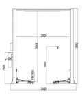 Schematic drawing of Two Post Hydraulic Car Lift With Clear Floor For Home Garage 4000Kg Vehicle Hoist Budget Friendly Auto Lift