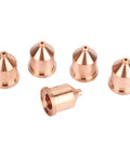 Premium 5 Pack Plasma Cutter Nozzles for High Performance Cutting Torch Tips with copper construction for thick metal sheets.