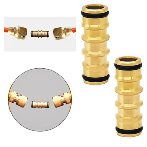 2 Pack Garden Hose Quick Connect Couplers Brass Bidirectional Extension Fittings Male To Male Disconnects For Easy Watering Setup Perfect For Hose Reels Irrigation Lawn Care And Plant Care