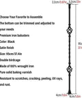 Real Deal Black Wrought Iron Square Balustrade Spindle With Heavy Duty Stair Railing Posts For Deck Porch Balcony And Pool Fence Setup Quick To Mount Screw Kit Supercharge Your Yard Safety Gear Right Now, 95cm wrought iron spindle with satin finish.