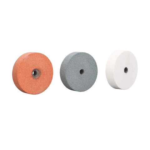 Three 3 inch round grinding wheels for buffing and grinding; fits standard bench grinders; abrasive stone for daily use.