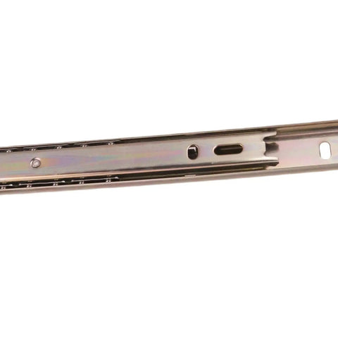 Heavy Duty 15 Inch Drawer Slides 2 Pairs With Full Extension Up To 24.4 Inches Side Mount Rails Includes Screws For Quick Drill Install Solid Steel Ball Bearings Great For Cabinets And Dressers close-up of steel side-mount rail