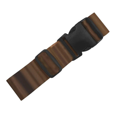 Stylish Steampunk Gears Luggage Strap With Adjustable Buckle Fits 20 To 32 Inch Bags For Secure Travel And Quick Release Easy Setup, black and brown strap.