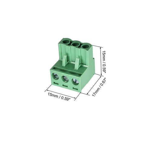 20 Pcs 3 Pin 5.08mm Pitch Pluggable PCB Angle Screw Terminal Block Plug Connector Socket Panel Mount DIY Kit 28 12AWG