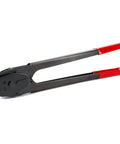 Front Action Double Notched Sealer Crimper For 3/8 Inch Steel Strapping, Long-Handle Manual Tool Built Tough For Vertical Or Horizontal Use, Heat Treated Steel Parts, Pro Grade Durability, black and red steel strap sealer