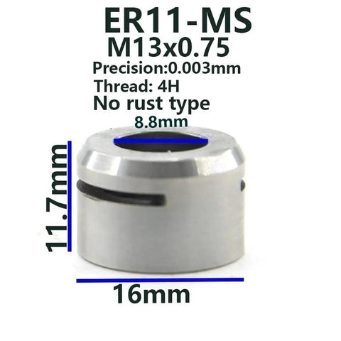ER11 Collet Clamping Nut For CNC Lathe Tool Holder Featuring M13 M14 M15 Threads, 16mm wide, made of heavy duty steel.