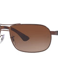 Rectangular Sunglasses With Brown Frame And Brown Gradient Lenses, 62mm Wide, Everyday Wear, UV Protection, Timeless Style For Men And Women