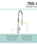 Chrome Finish One Handle Pull Down Sprayer Kitchen Faucet With 360 Degree Swivel Spout, Solid Brass Construction, image.