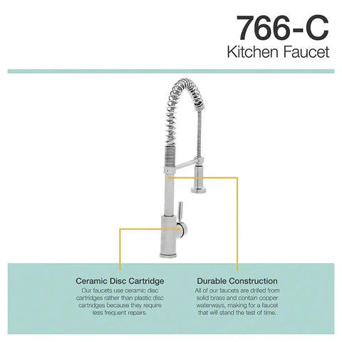 Chrome Finish One Handle Pull Down Sprayer Kitchen Faucet With 360 Degree Swivel Spout, Solid Brass Construction, image.
