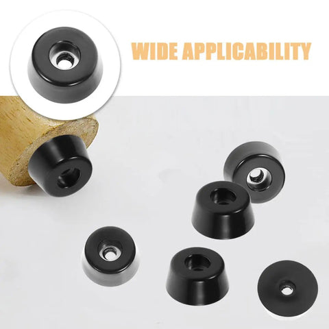 30 Pack Non Slip Rubber Feet Replacement Pads for Cutting Boards and Tables, Built Tough Black Rubber with Stainless Steel Cores