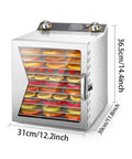 Kickstart Your Prep With This Kickass Silver Food Dehydrator Featuring Twelve Sturdy Racks loaded with fruit slices.