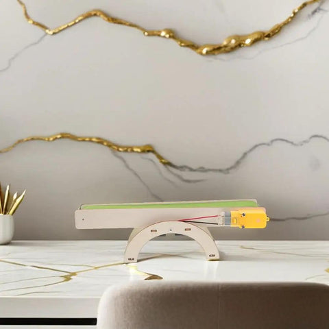 DIY Electric Conveyor Belt Kit For Kids Hands On STEM Learning, 2 Piece Educational Model displayed on a marble table