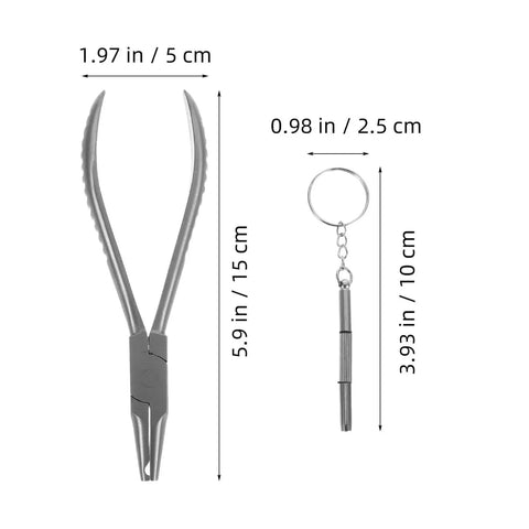 Stainless Steel Eyeglass Repair Kit With Nose Pad Pliers And Screwdriver For Quick Glasses Fixes Versatile Eyewear Maintenance And Easy Frame Adjustments 2Pcs Set